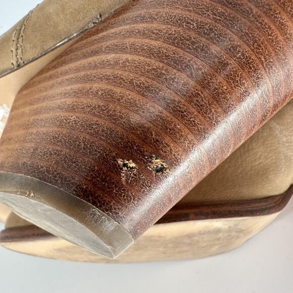 Frye Boots Womens Size 8M Tan Ash Western Ankle Zip Leather Stacked Heel Shoes - Picture 14 of 15